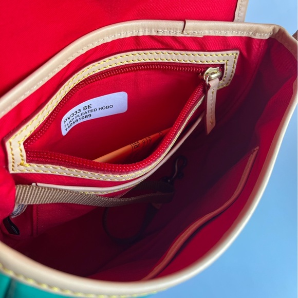 Dooney & Bourke Patent Flap Pleated Hobo Shoulder Bag -Seafoam - Picture 5 of 7